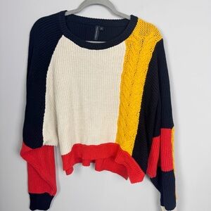 MOON & MADISON | Colorblock Ribbed Knit Sweater Women’s Size Large